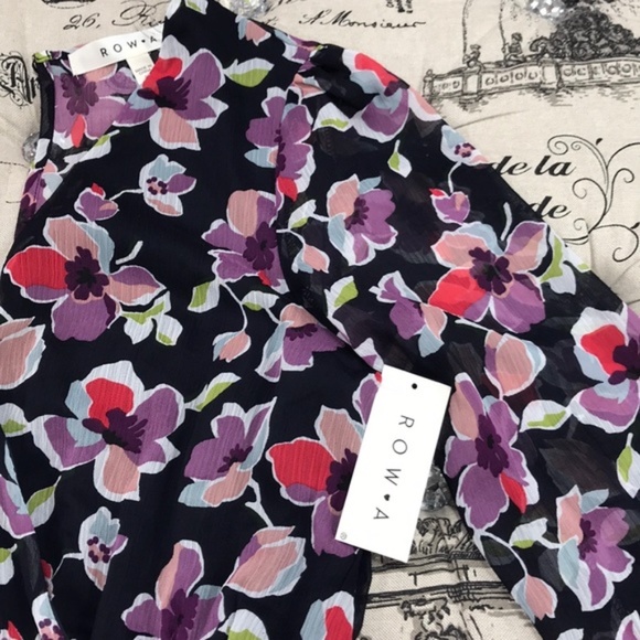 ROW A Long Sleeve Floral Print Godet Romper - Picture 3 of 5